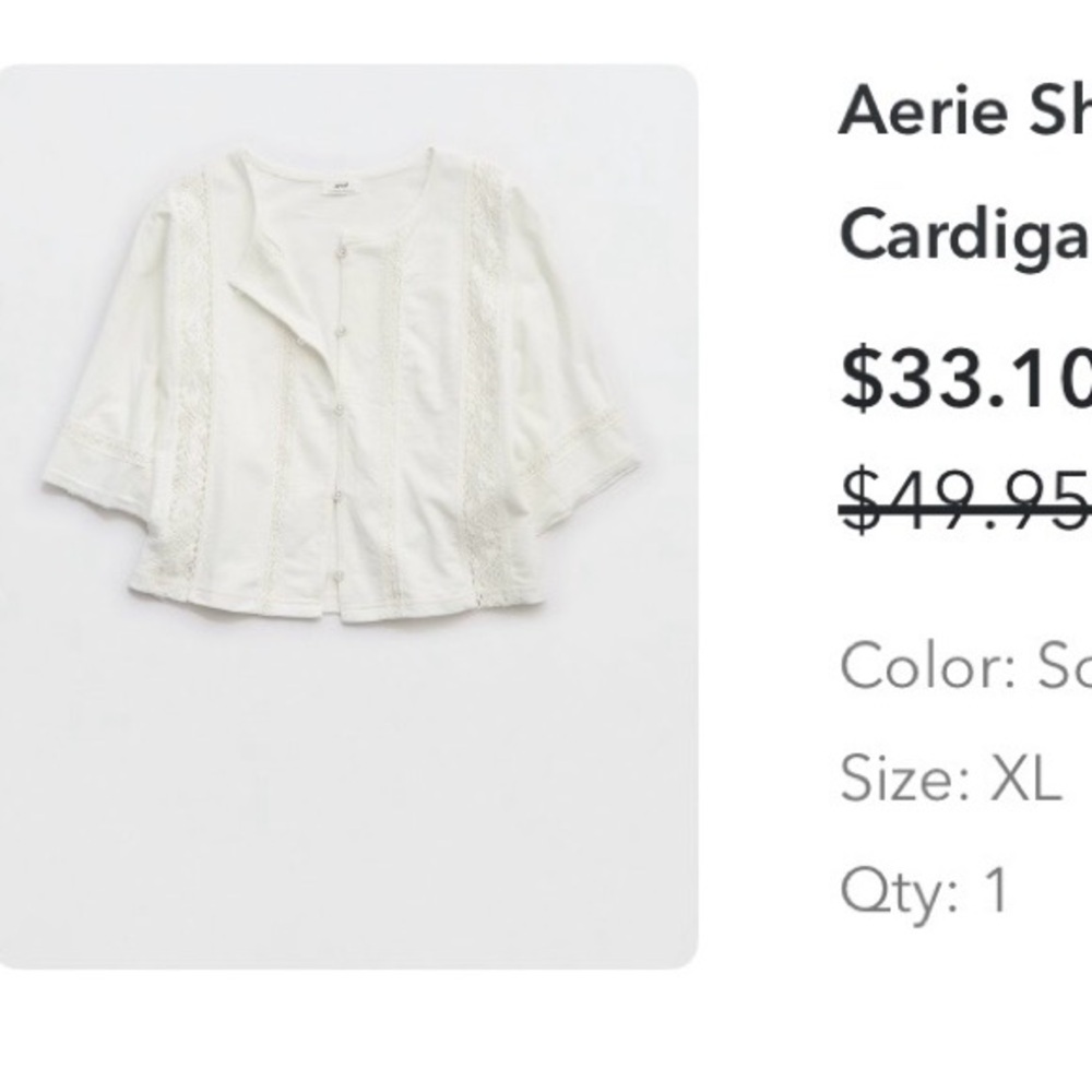 aerie Soft Muslin Short Sleeve Cardigan - Soft Muslin Cream